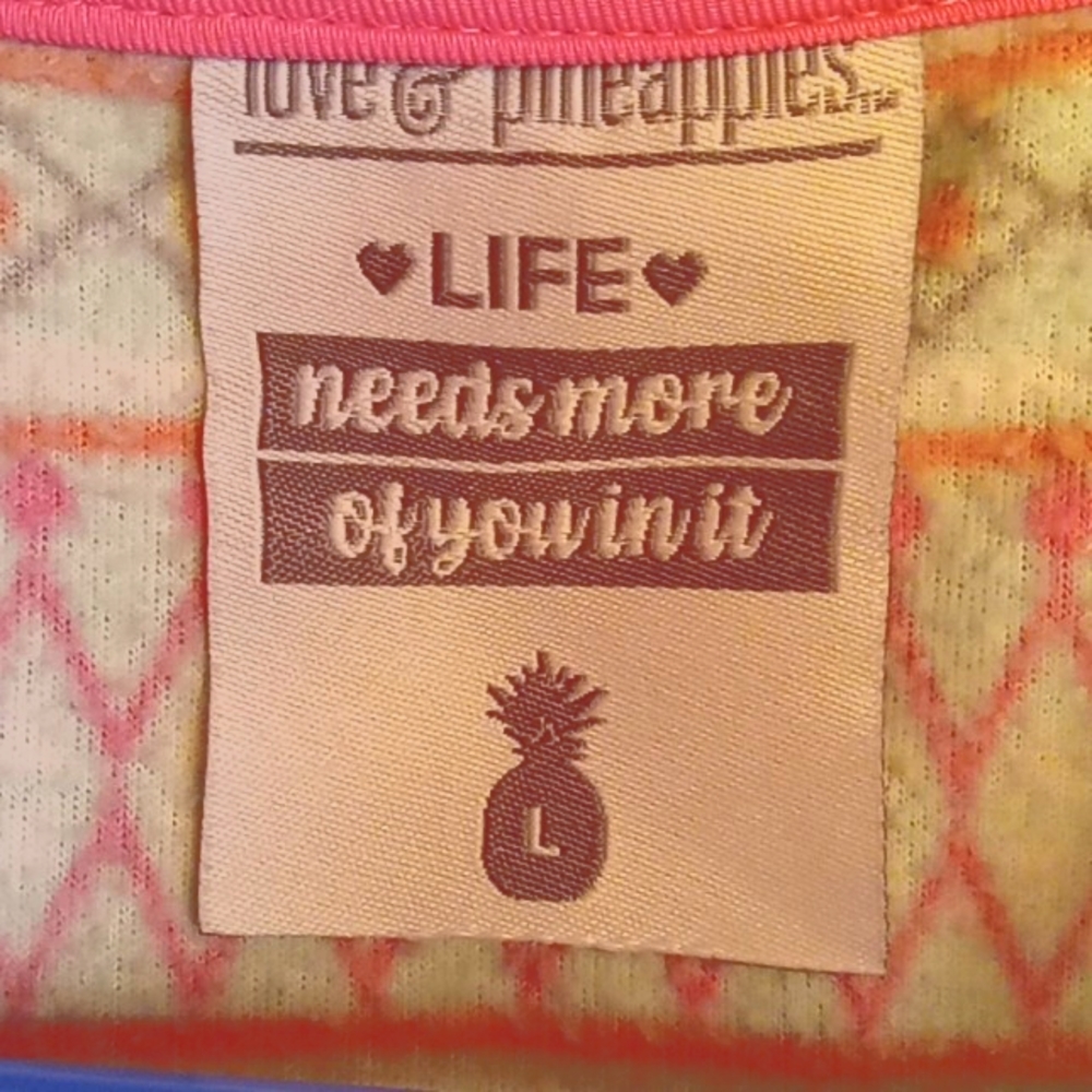 Love & Pineapples Long Sleeve fleece pullover quarter zip size Large